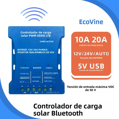 12V/24V PWM Solar Charge Controller with Bluetooth and USB