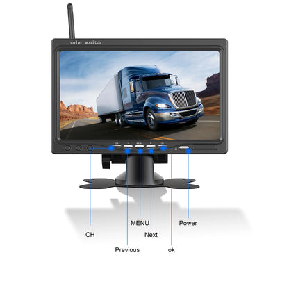Kit Cámara de Marcha Atrás Inalámbrica 1080P con Monitor IPS HD de 7” – Sistema de Aparcamiento Nocturno para Camper, RV y Camión