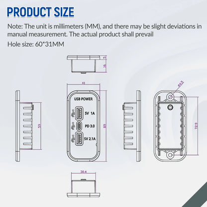 Cargador USB + PD 12–24V para Vehículos