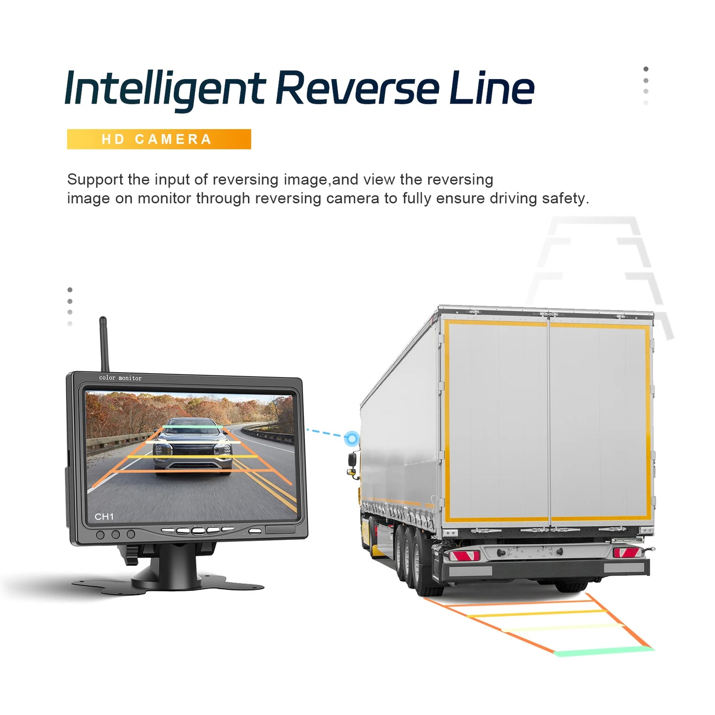 Kit Cámara de Marcha Atrás Inalámbrica 1080P con Monitor IPS HD de 7” – Sistema de Aparcamiento Nocturno para Camper, RV y Camión