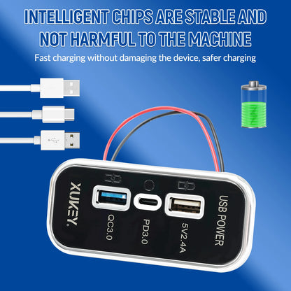 Cargador USB + PD 12–24V para Vehículos