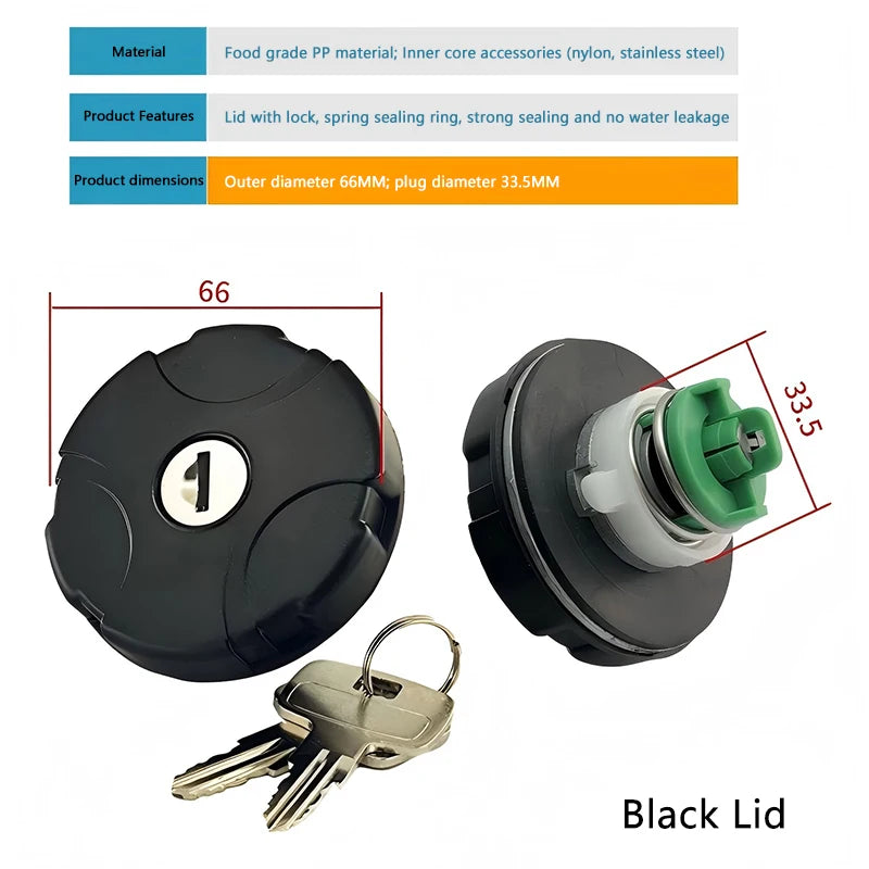Bouchon de remplissage d'eau verrouillable Fiamma pour caravane et camping-car – Clés incluses, modèle 98658-001