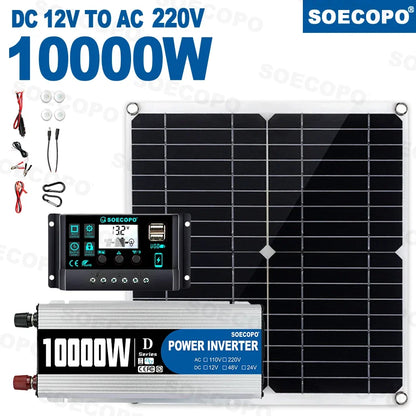 Kit Solaire Complet 10000W - Panneau 300W + Onduleur 1100W + Régulateur 100A