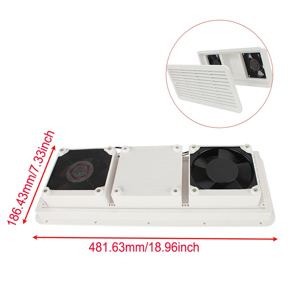 Ventilador Lateral Doble Ventana - 12V Silencioso para RV y Caravana