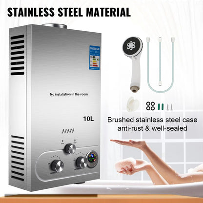 10L Gas Water Heater for Camper and Camping – Instant LPG 20 kW with Shower