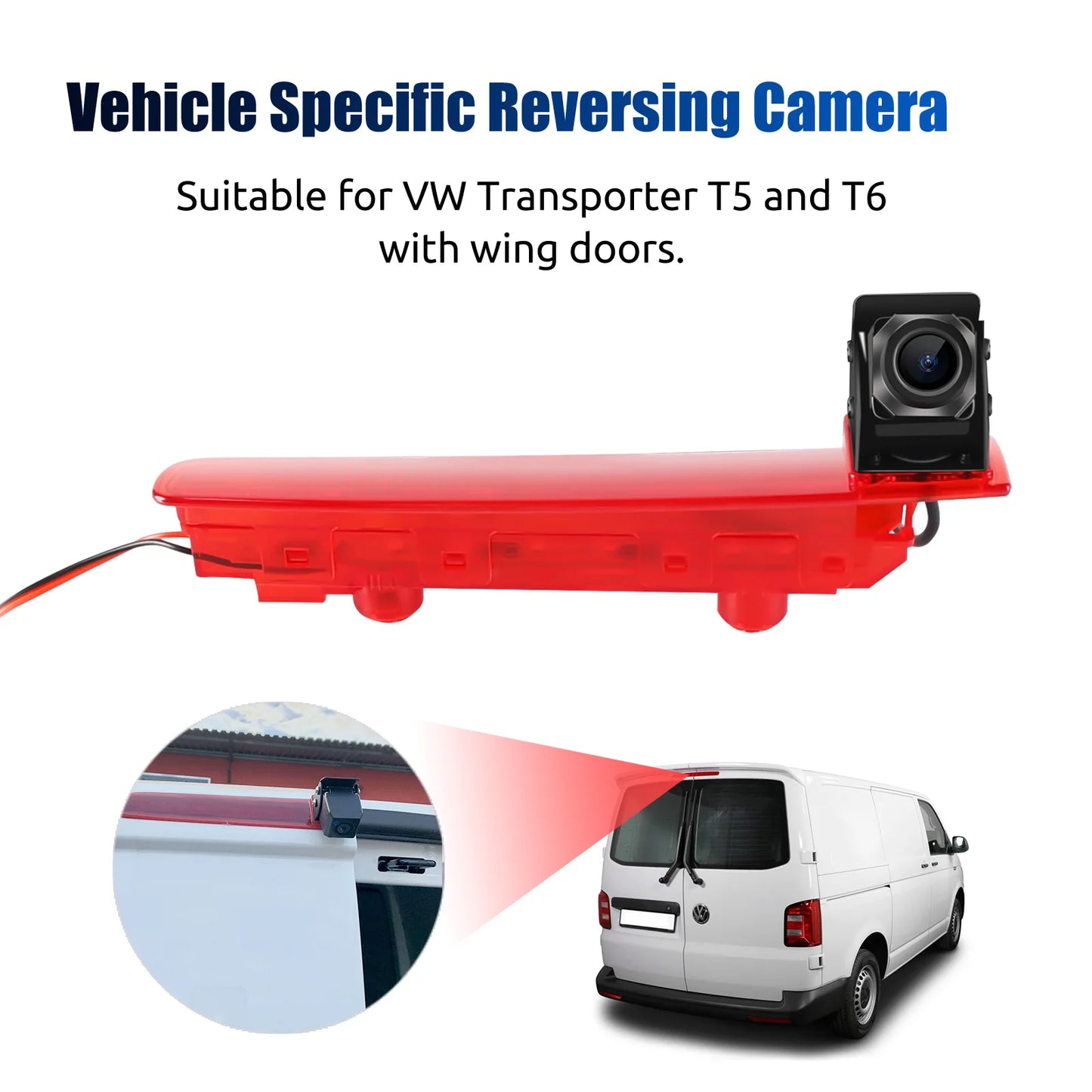 VW T5/T6 Puertas Abatibles - Cámara Marcha Atrás 170° en Luz de Freno