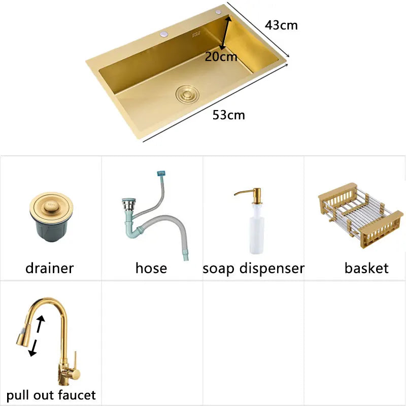 Gold Kitchen Sink, various models and sizes 