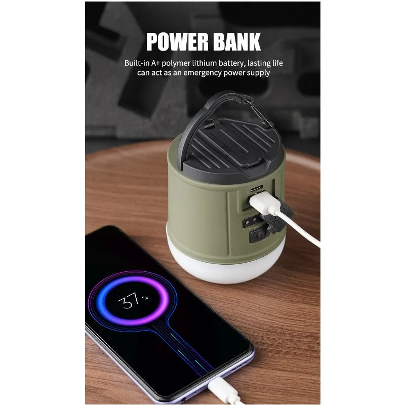 Lampe de camping dynamo - LED rechargeable + manivelle de secours (8h de lumière)