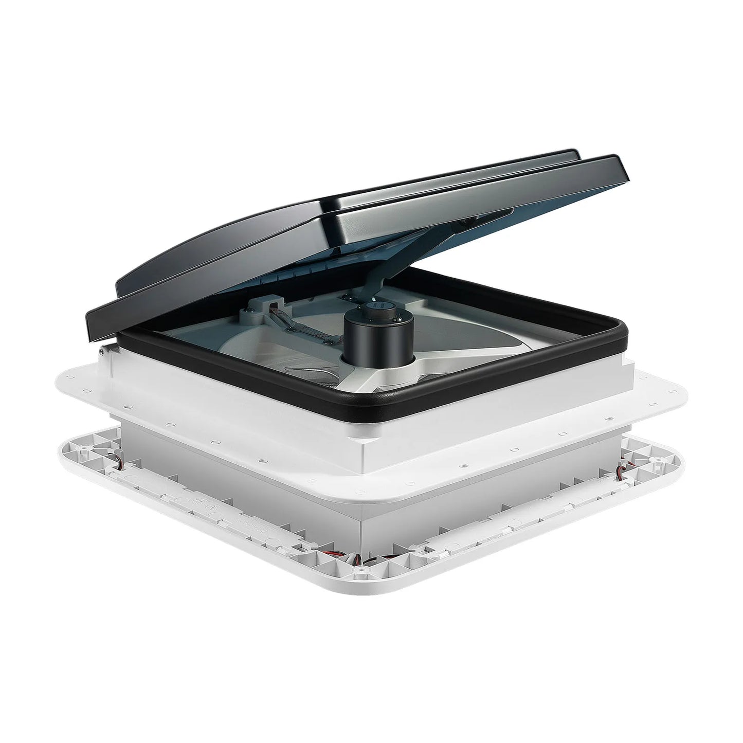 Claraboya de Techo 28×28 cm para RV y Camper – Ventilador Manual 12V con Luz LED IP68