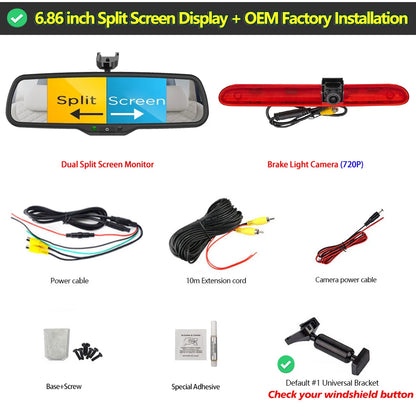 Cámara de Marcha Atrás GWYAF HD 720P con Monitor IPS 6,86” Doble Pantalla para Peugeot, Citroën, Opel y Toyota ProAce
