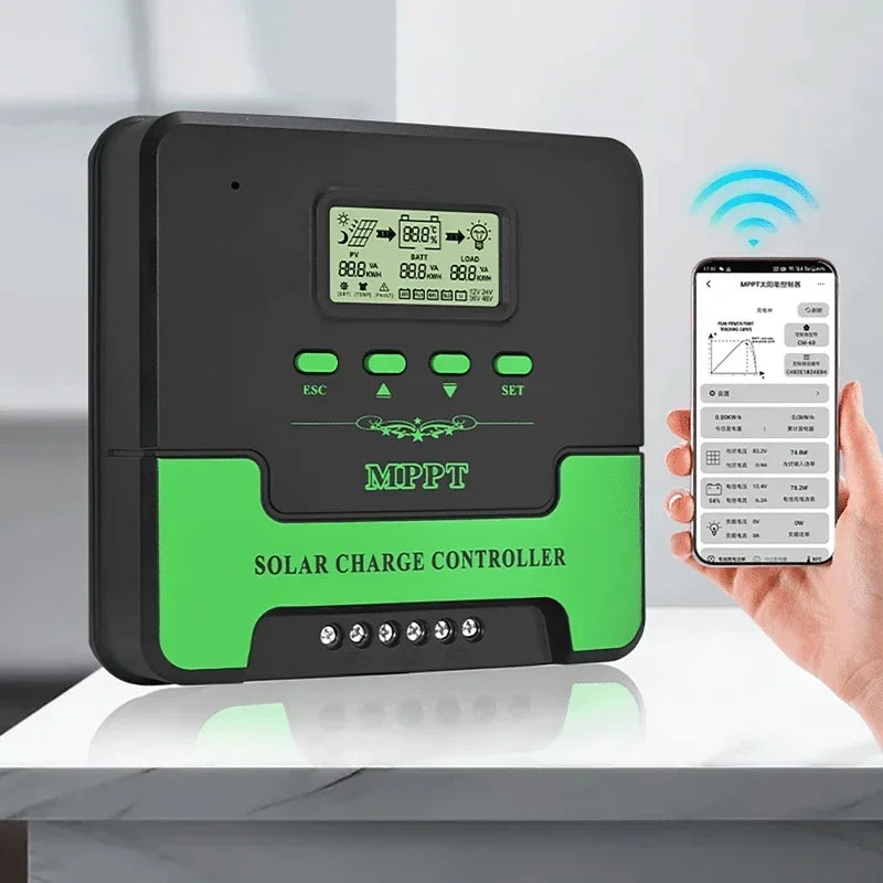 Régulateur solaire MPPT avec WiFi - Charge intelligente 12V/24V (30A-60A) + Double USB pour camping-car