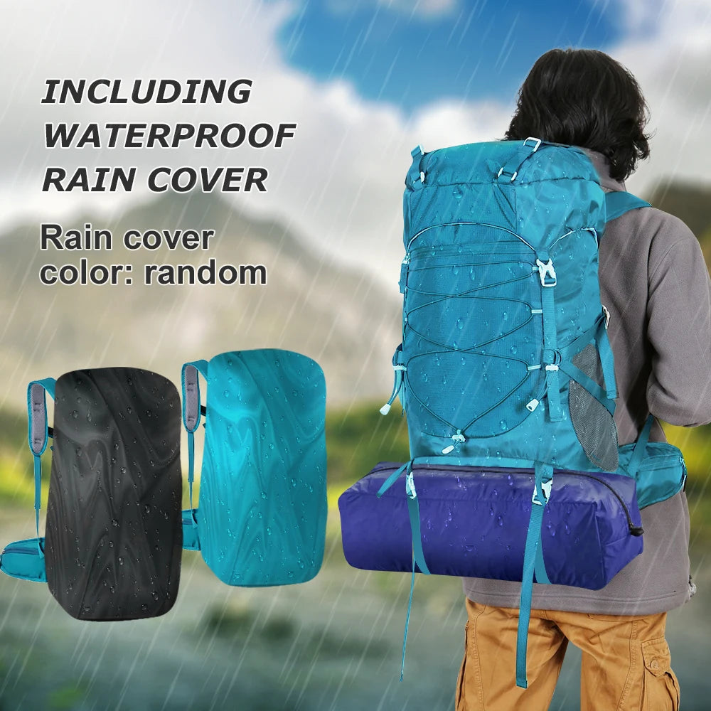 WEST TUNE External Frame Hiking Backpack - Durable Nylon · Rain Cover · Size L · Heavy Load