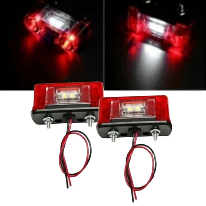 Luz LED para Matrícula 12V/24V Universal para Coche, Camión y Remolque – Blanca y Roja – Impermeable IP65