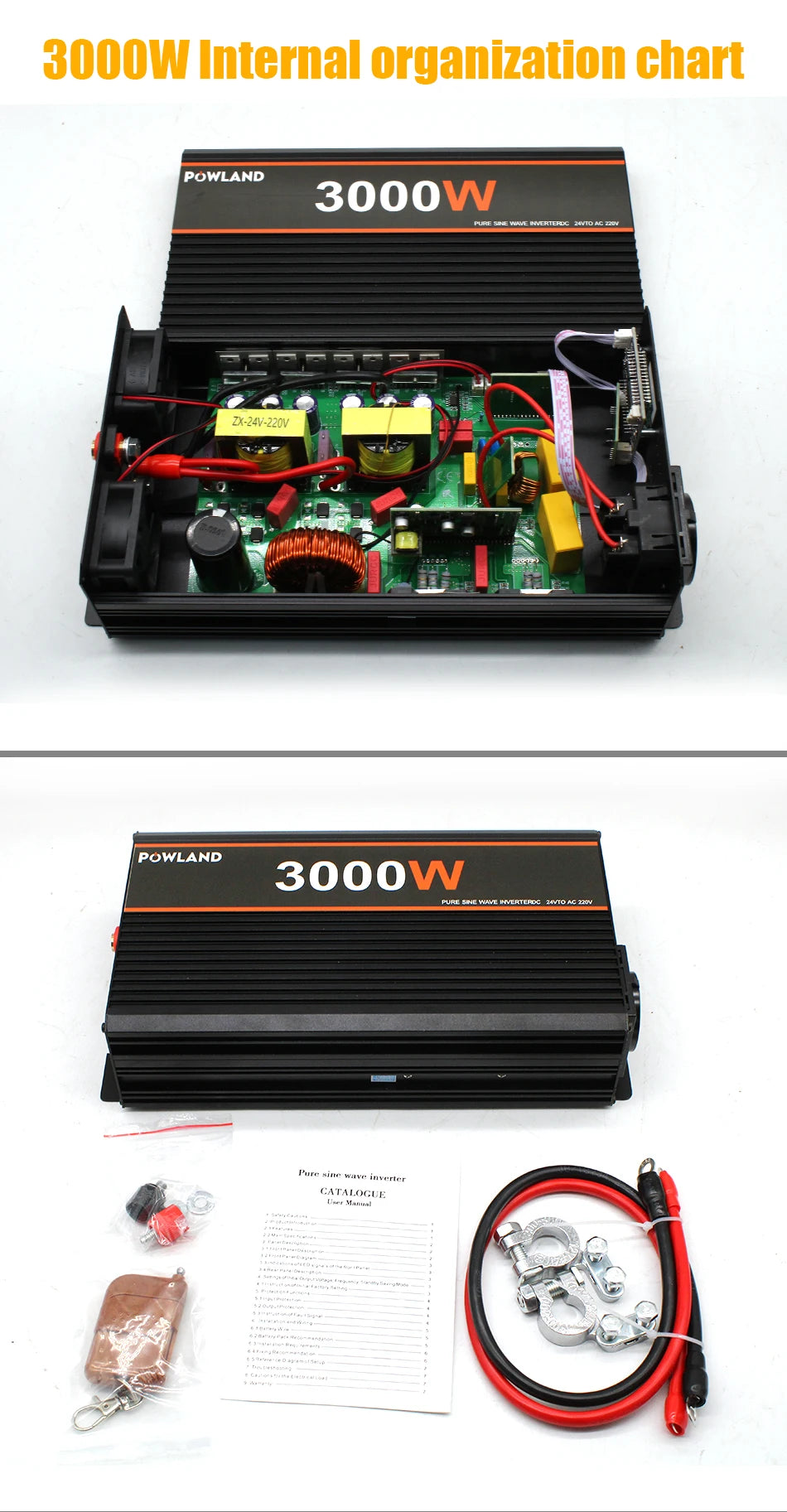 Inversor de Corriente Onda Pura 12V / 24V a 220V | 3000W – 5000W | Con Control Remoto y Pantalla LED para RV y Camper