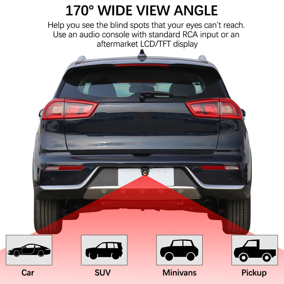 Cámara de Marcha Atrás Everso 170° HD 1000TVL con Visión Nocturna para Coche – Universal 12V