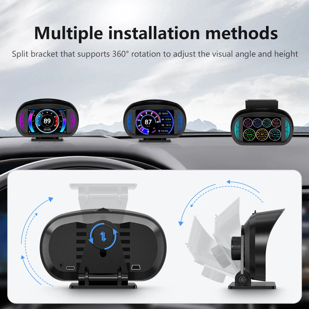 HUD Head Up Display OBD + GPS Universal – Velocímetro Digital para Coche con Pantalla 120×83 mm