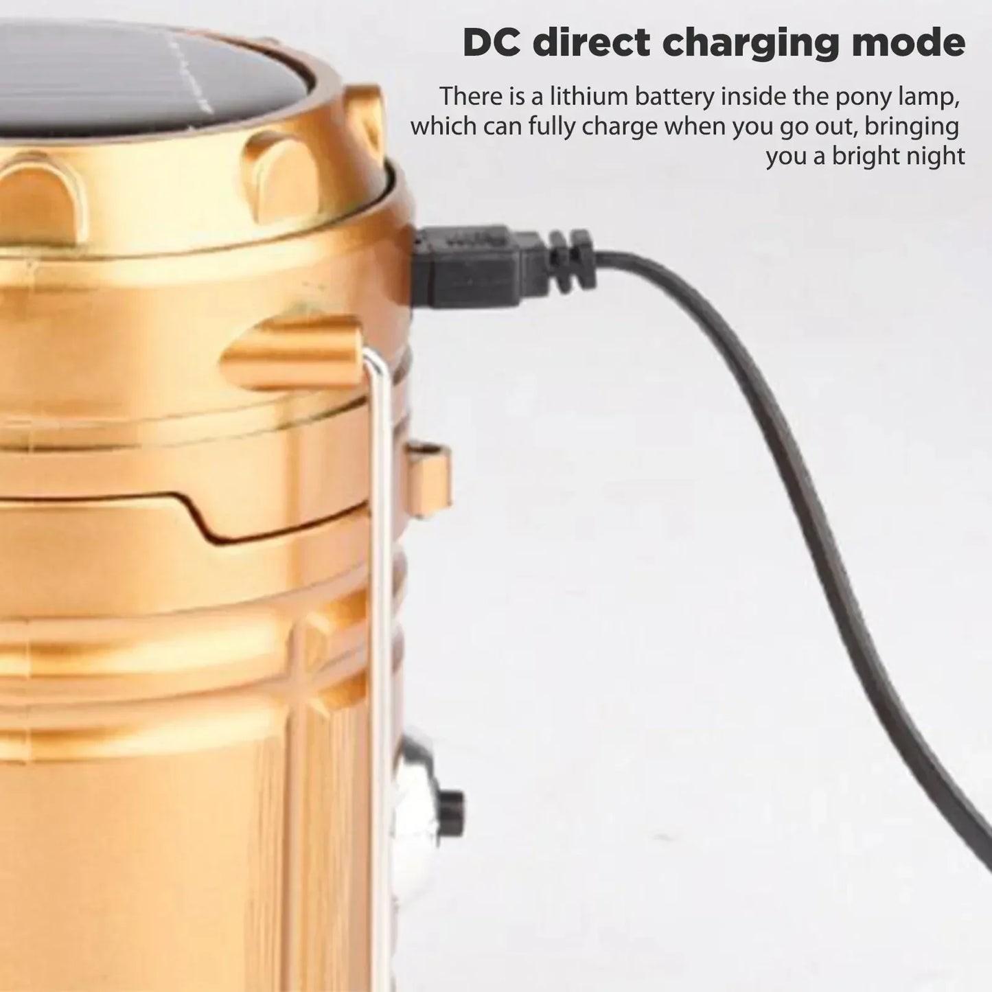 Telescopic Solar Lamp - Rechargeable LED + 2-in-1 Flashlight (Waterproof)