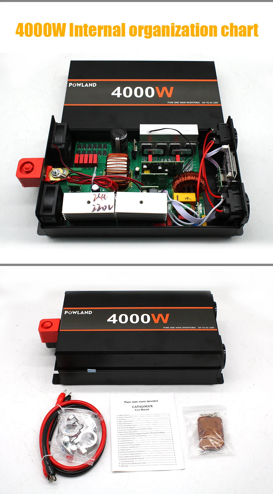 Inversor de Corriente Onda Pura 12V / 24V a 220V | 3000W – 5000W | Con Control Remoto y Pantalla LED para RV y Camper