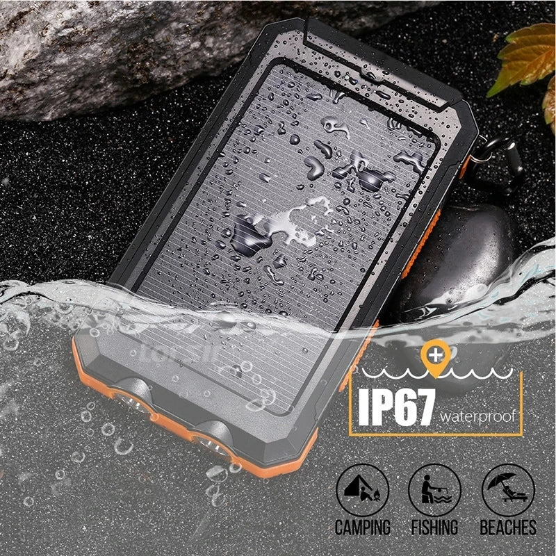 20W Solar Power Bank - Fast Charging + LED + Compass (Waterproof)