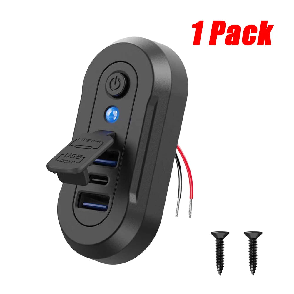 Cargador USB Empotrable 12–24V con 3 Puertos de Carga Rápida