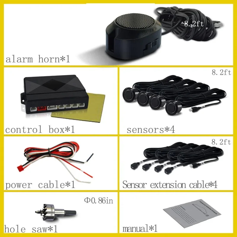 Sensor de Aparcamiento Delantero Invisible QXNY – Radar Ultrasónico con Alarma Sonora, Detección 0,3–1 m, 12V