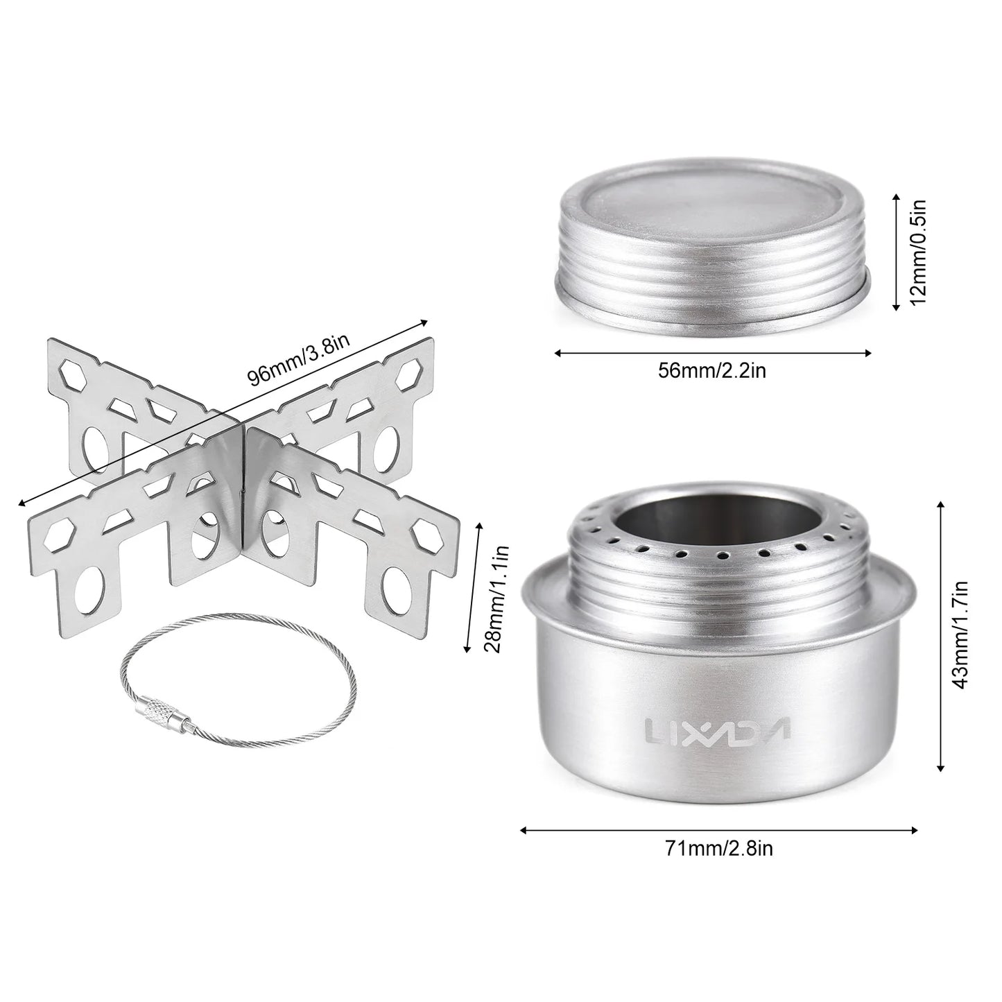 Mini Hornillo Alcohol Aluminio - Ultra Ligero 26g + Tapa Apagado