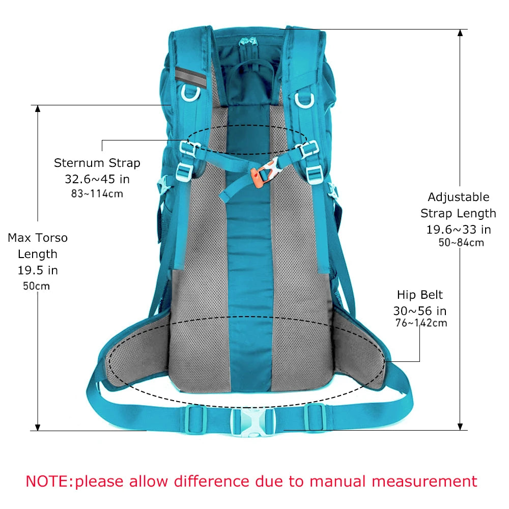 WEST TUNE External Frame Hiking Backpack - Durable Nylon · Rain Cover · Size L · Heavy Load