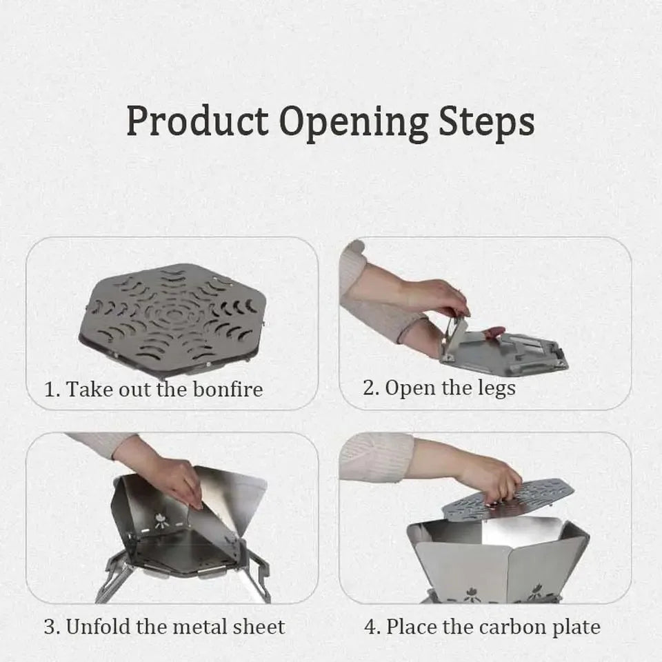 estufa de hoguera plegable para acampar