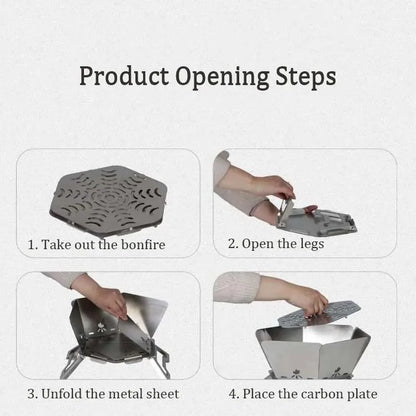 estufa de hoguera plegable para acampar