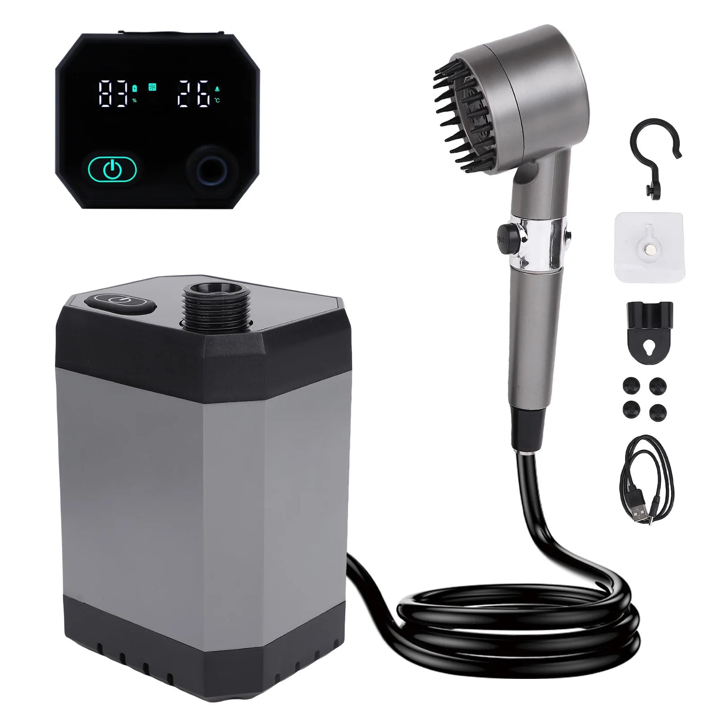 Douche Électrique 12000mAh - LED + Power Bank + 3 Modes (IPX7)