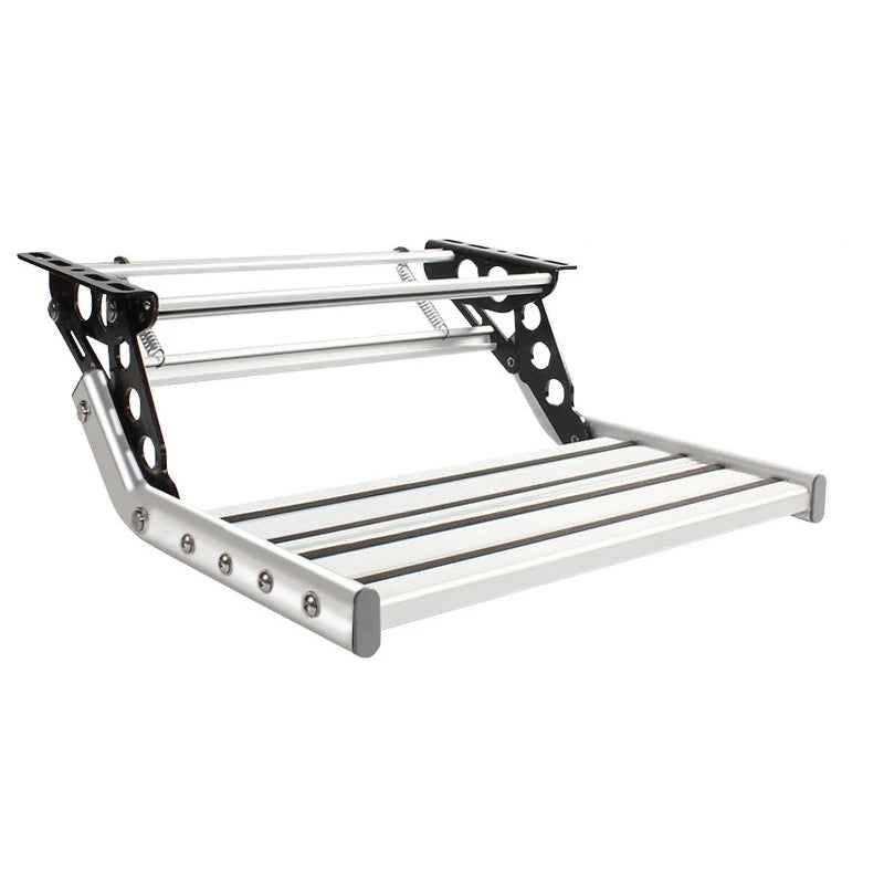Escalón Plegable de Aluminio para Camper y Autocaravana – Simple o Doble Peldaño Antideslizante