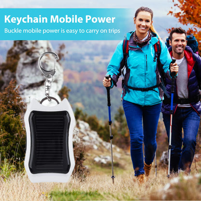 Mini Power Bank Solar con Llavero - 950mAh + Linterna LED para Emergencias (Camping/Viaje)