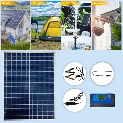 Kit Système Solaire 500W/1000W - Panneau 12V + Contrôleur 100A + USB (Portable)