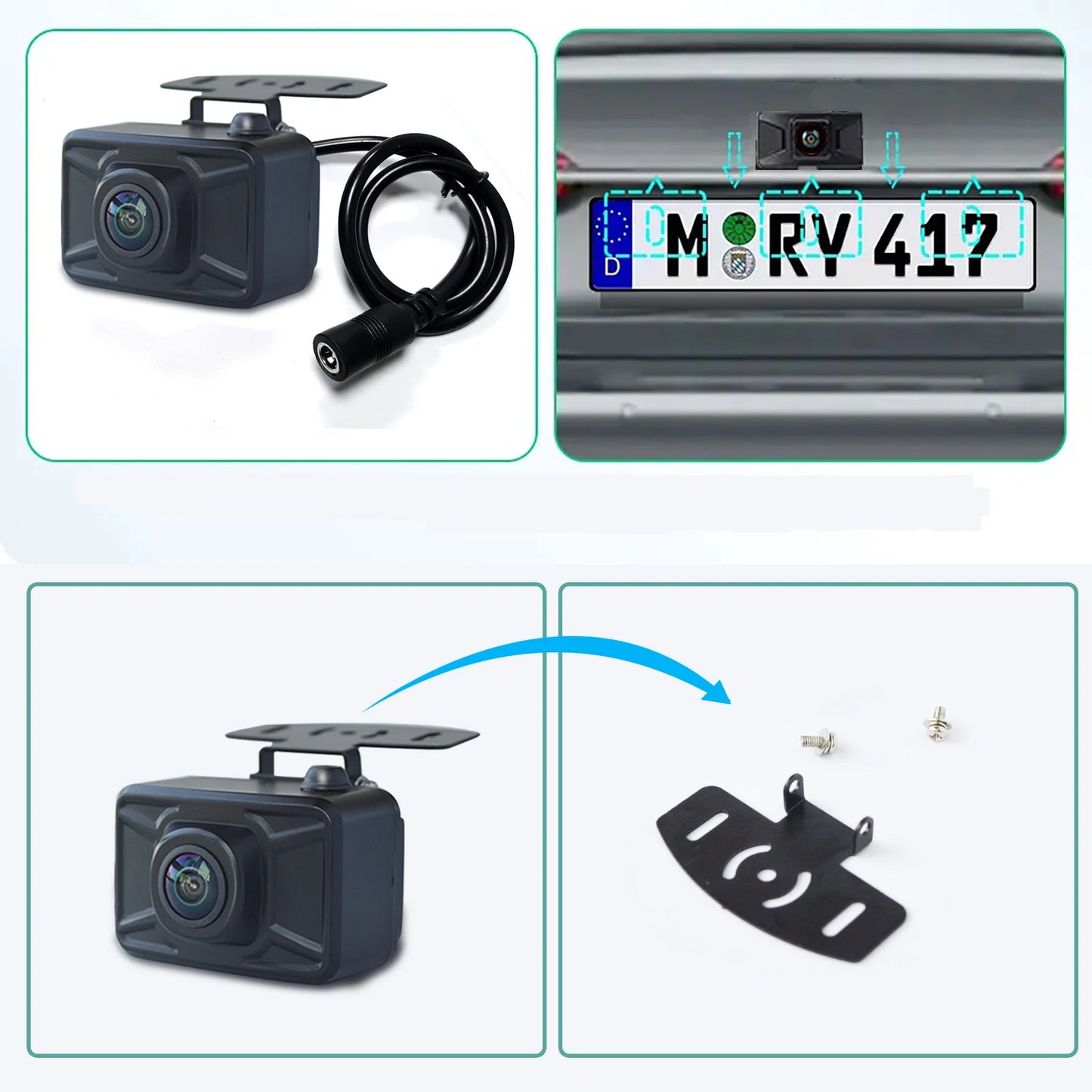 Kit Cámara de Marcha Atrás Inalámbrica QXNY 4,3” con Visión Nocturna Starlight para Coche, Camper y RV