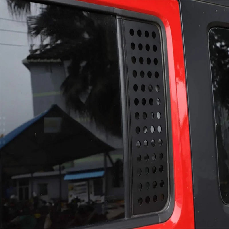 Cache décoratifs pour vitres triangulaires arrière – Métal noir (Voir dimensions)