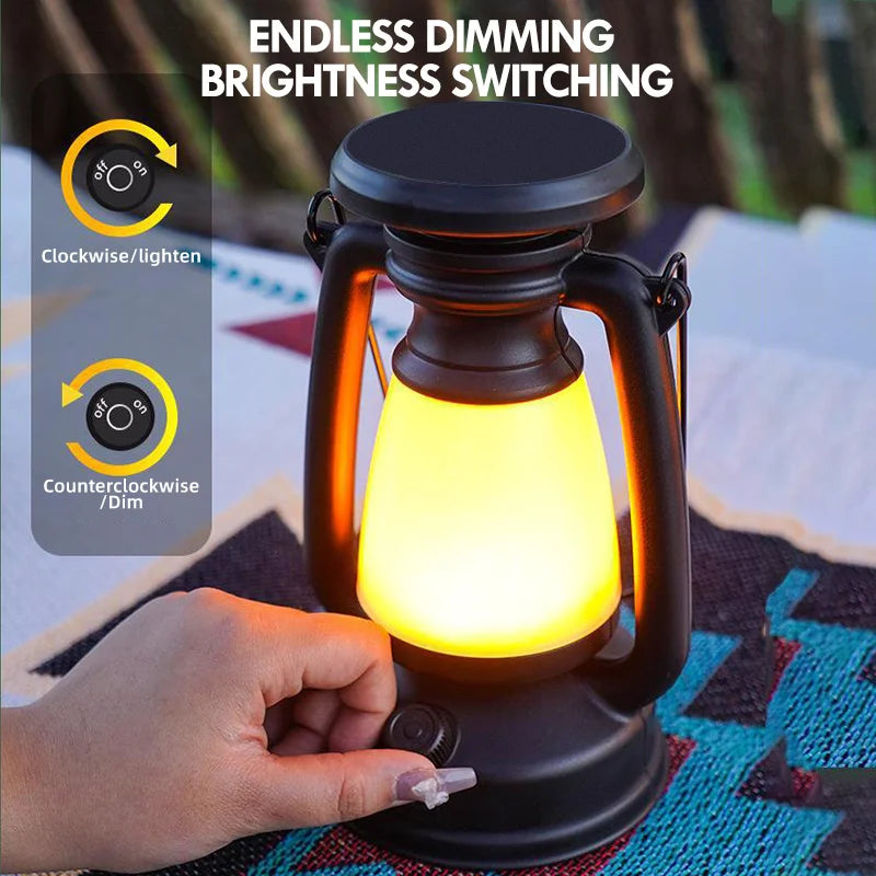 Lampe LED de camping rétro - Rechargeable USB-C + 3 modes d'éclairage (étanche)