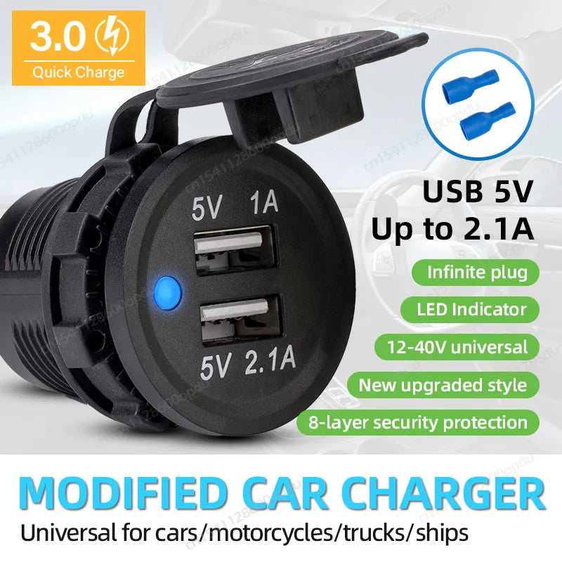 Toma USB Doble 12–24V para Vehículos