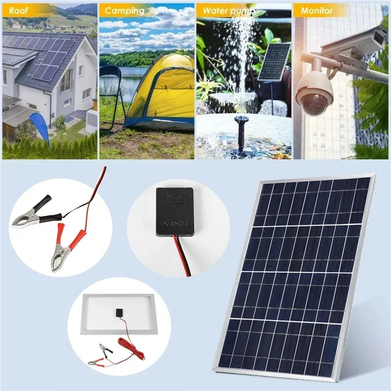 Portable 12V Solar Panel with USB Output for Camping 