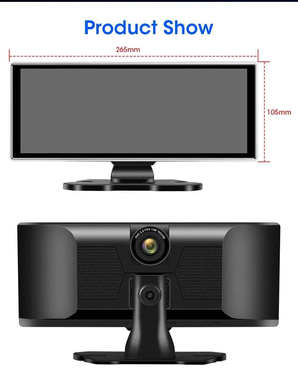 Dashcam 4K con Pantalla 11.26" + CarPlay/Android Auto - Srnubi