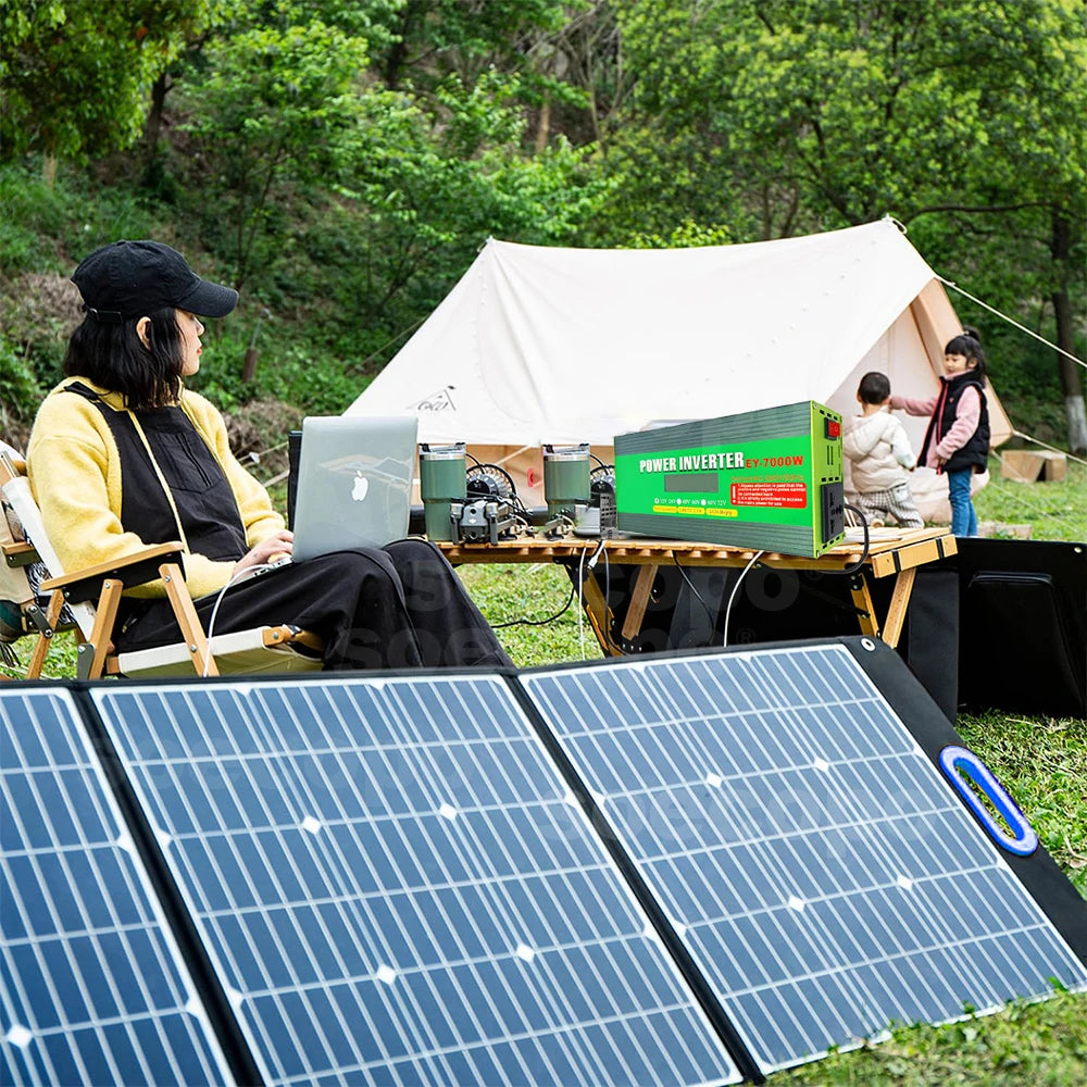 Inversor de Corriente 12V/24V/48V a 220V con Pantalla LCD | 1200W Continuos / 7000W Pico | Doble USB