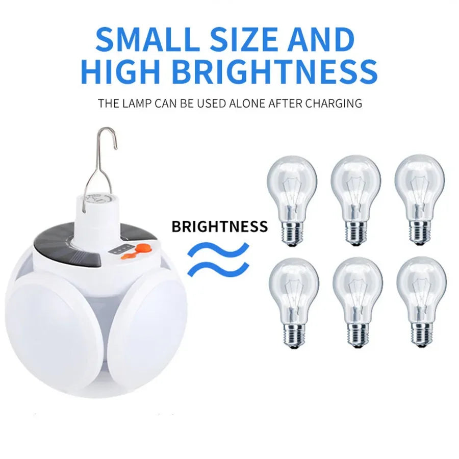 Foldable Solar Bulb - Rechargeable LED + 5 Modes + Remote Control (IP65)