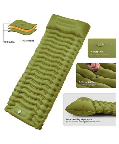 Colchón Inflable WEST TUNE con Bomba Integrada | Colchoneta de Camping Gruesa y Compacta