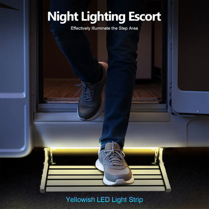 Escalón Plegable de Aluminio con Luz LED 12V para Camper y Autocaravana – Antideslizante