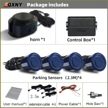 Sensor de Aparcamiento Delantero Invisible QXNY – Radar Ultrasónico con Alarma Sonora, Detección 0,3–1 m, 12V