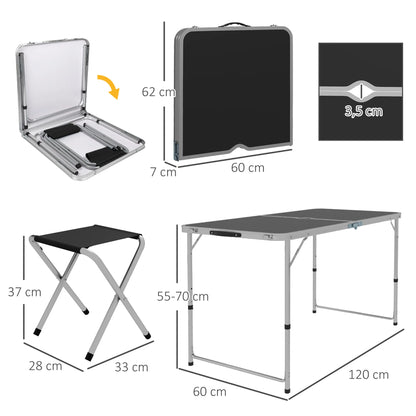 Set de Mesa Plegable con 4 Taburetes – Camping y Exterior