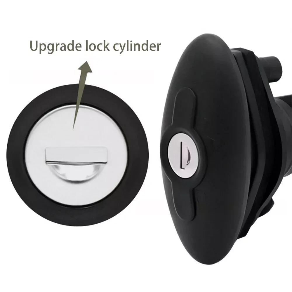 Cerradura Ovalada  Negra con Llave para Puerta de Caravana y Motorhome – Modelo 2007