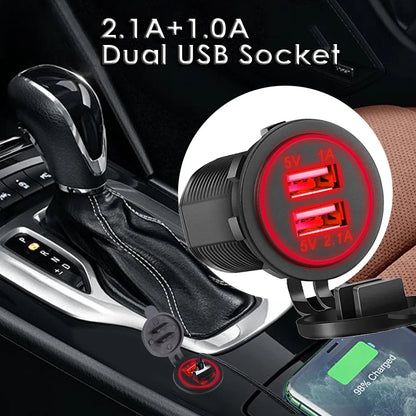 Toma USB Doble 12–24V 3.1A con Interruptor Táctil