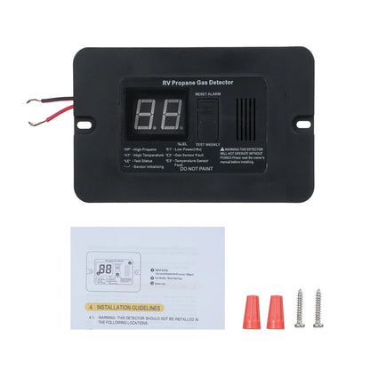 Detector Digital de Gas Propano 12V para RV y Cocina | Alarma de Fugas con Pantalla y Botón Test/Reset