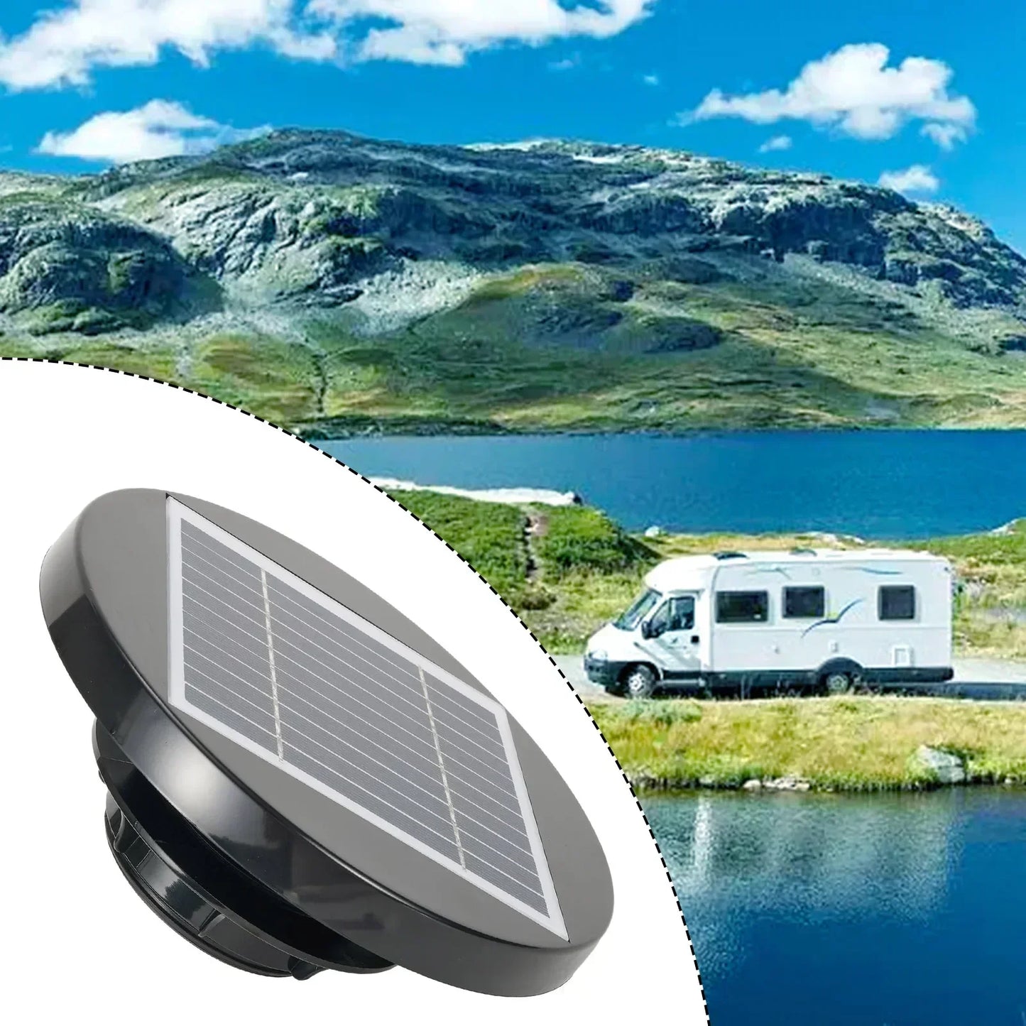 Ventilador Techo Solar 200mm - Ultra Plano + Automático para RV y Caravana