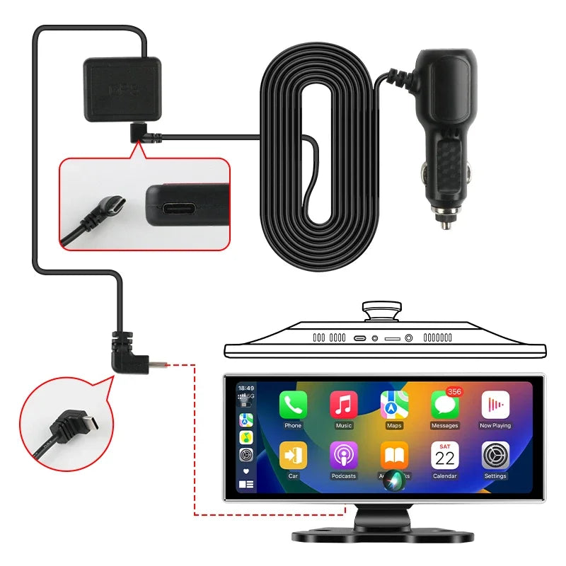 Dashcam 4K con Pantalla 11.26" + CarPlay/Android Auto - Srnubi